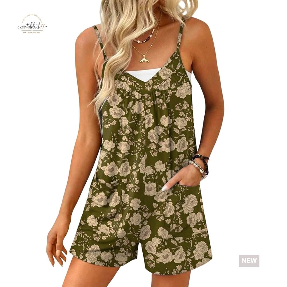 Large Polyester Romper With Pockets, Adjustable S… - image 1